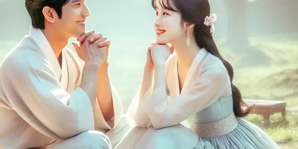 A couple enjoying a picnic under cherry blossoms, sharing laughter and warmth in a romantic outdoor setting.