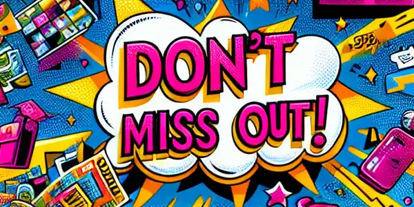 A lively digital marketplace showcasing vibrant discounts, excited shoppers, and colorful promotional elements for 2023 deals.