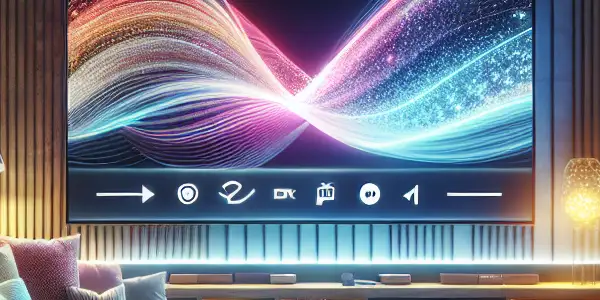 A cozy modern living room featuring a large TV, comfortable couch, and devices for streaming content.