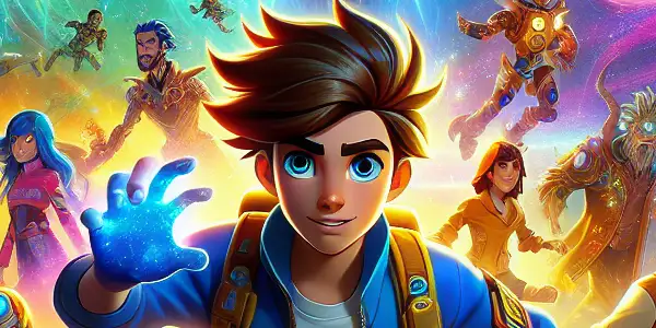 A young hero and friends confront an evil demon king in a vibrant, fantastical universe filled with adventure.