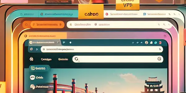 A modern workspace showcasing a high-end laptop, smartphone, coffee, and reminders for internet safety, with Japanese cultural elements.