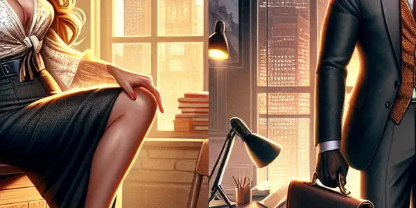 A sensual female teacher and a commanding CEO interact in a sophisticated classroom and modern office setting.<a href=